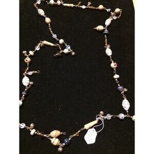 Ethnic Boho Belly Dancer Rare 40in Necklace Glass Beads Charms Bells